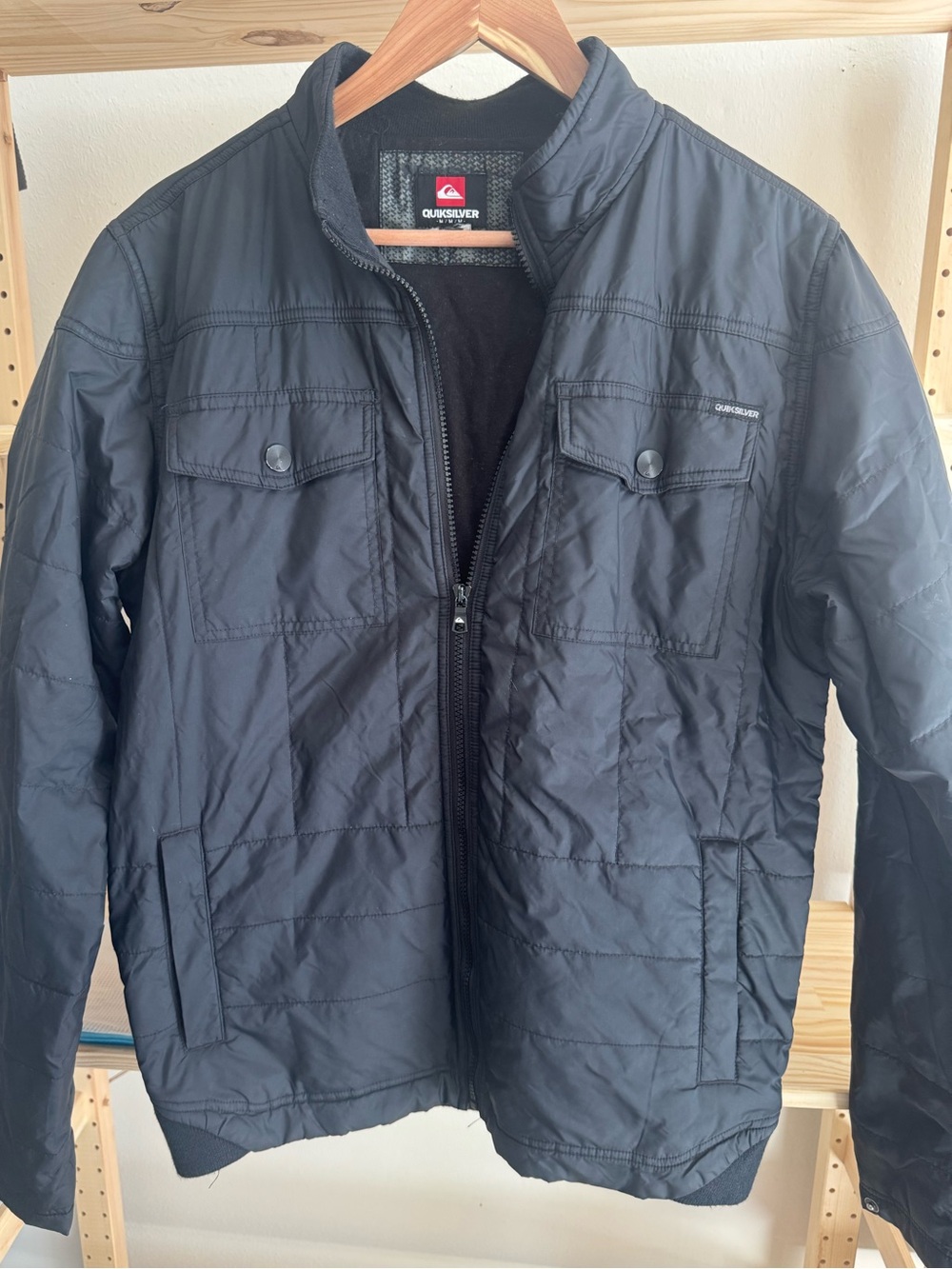 Quiksilver Men’s Black Quilted Lightweight Puffer Jacket